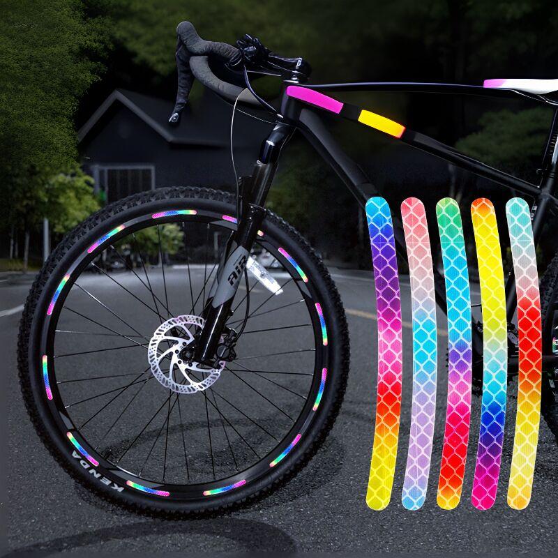 20Pcs/Set Rainbow Reflective Sticker For Bike Wheels Laser Night Glow Sticker For Car Motocycle Night Safety Warning Stickers