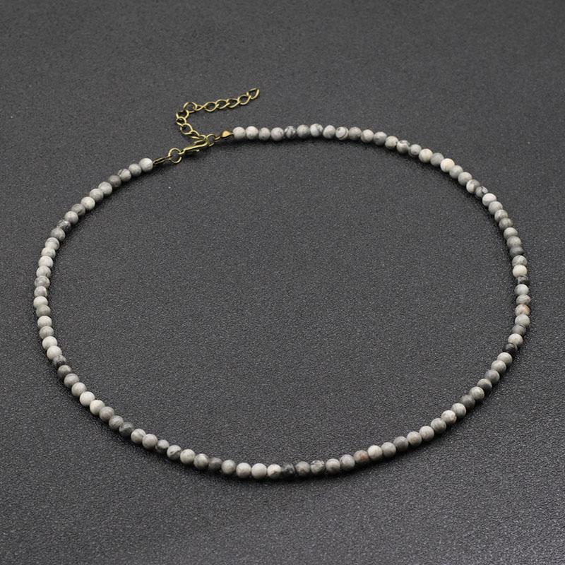 Collana girocollo unica da 18 pollici da uomo minimalista 4 mm pietra naturale collare regalo per fidanzato Hiphop Rock corta accessori per il collo