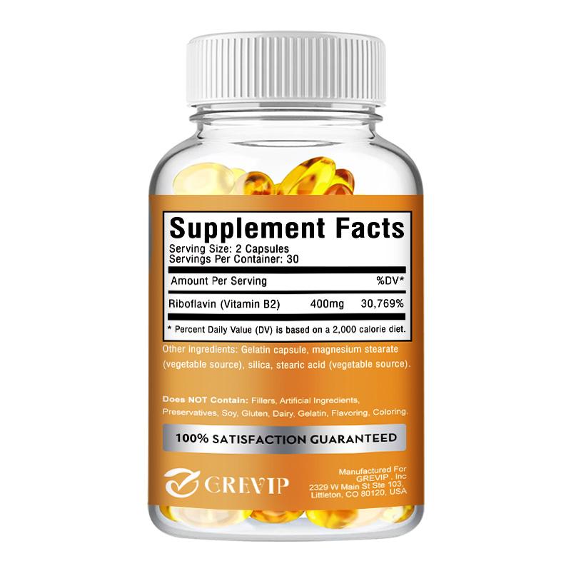 Vitamin B2 Capsules, 400mg High-Dose, Immune Support, Suitable for Men and Women