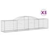 VidaXL Paniers à gabions arqués 3 pcs 300x50x60/80 cm fer galvanisé, gabion, cage de gabion, panier de mur de gabion, mur de 3146666
