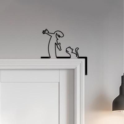 Metal Wall Decor Wrought Iron Sign Home Interior Door Frame Art Hanging Painting Room Decor Lucky Cat Home Decoration