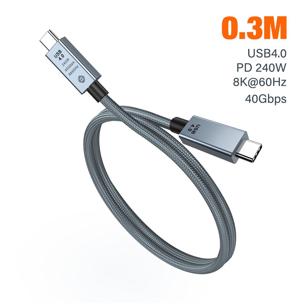 

PD 3.1 240W USB4 Cable For Thunderbolt 3/4 8K HD 40Gbps 48V 5A Fast Charging USB Type C Data Cord For MacBook iPad Phone Laptop