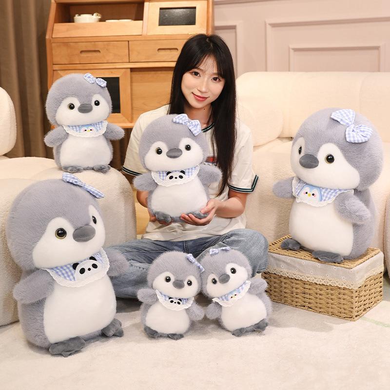 Cute bib little penguin doll plush toy zoo emperor penguin doll children soothing doll