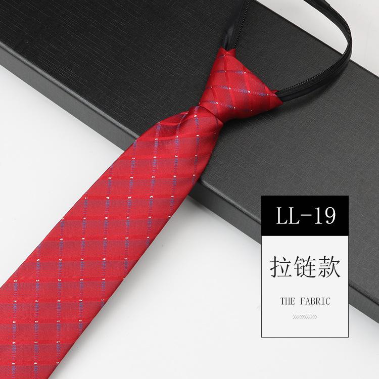 Tie Men'S, Business Zipper Work Security Shirt Striped Red Blue 8Cm Knot Free Easy To Pull