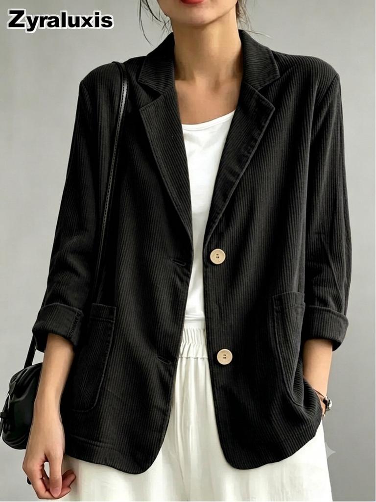 New Foreign Women's Autumn Winter Casual Versatile Temperament Vintage Corduroy Blazer