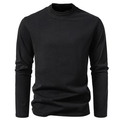 Jesienna i zimowa męska moda dwuwarstwowa koszulka z półokrągłym dekoltem i długim rękawem męska casualowa jednokolorowa koszula dolna męska odzież