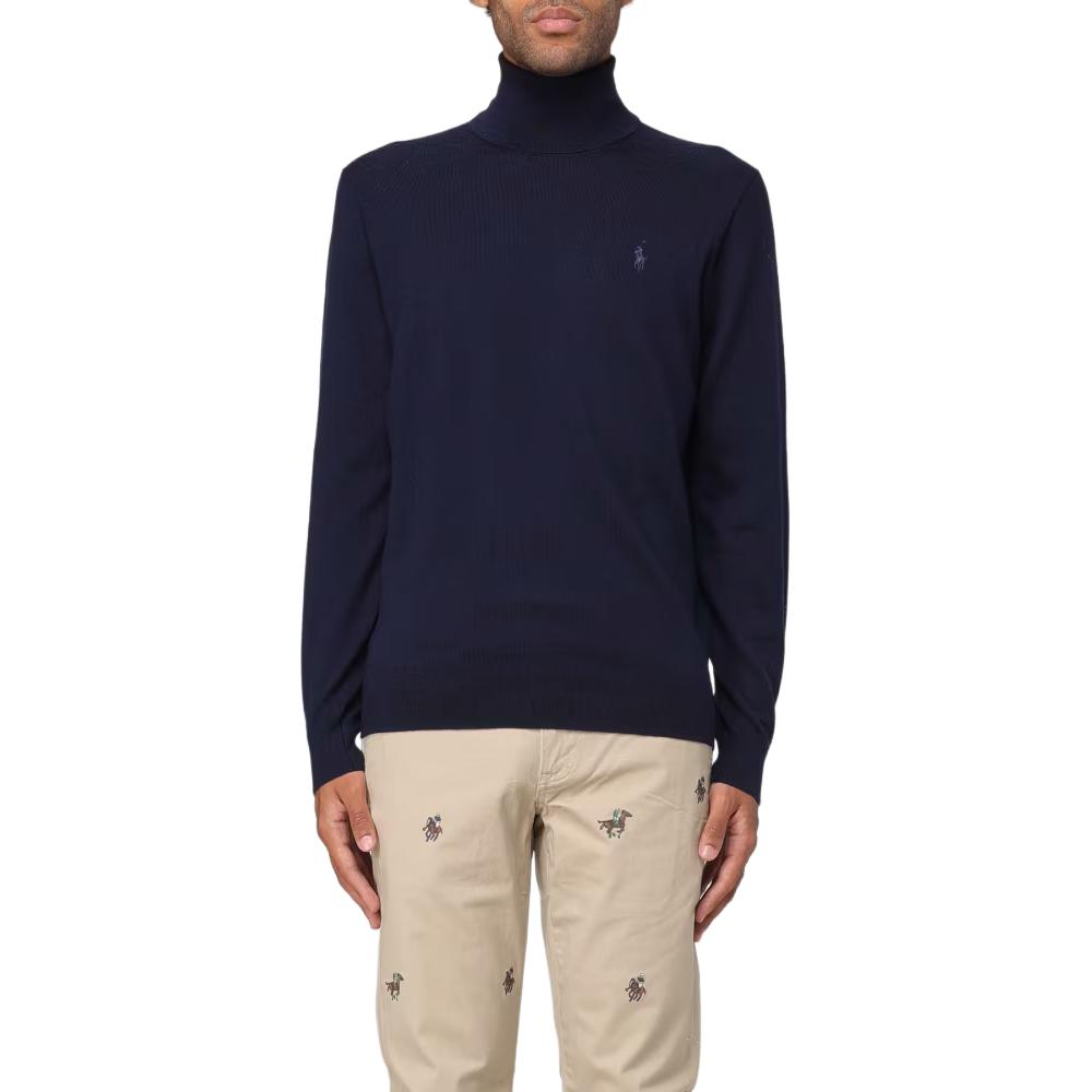 Polo Ralph Lauren Logo Embroidered High Neck Pullover Sweater Men Sweater Navy-Blue 710946145-001