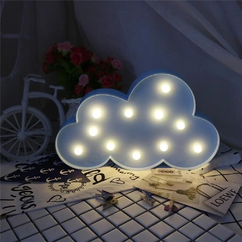 Beautiful White / Blue Cloud LED Night Lamp Warm White Table Marquee LED Light Nice Gifts for Kids Wedding Room Decorations