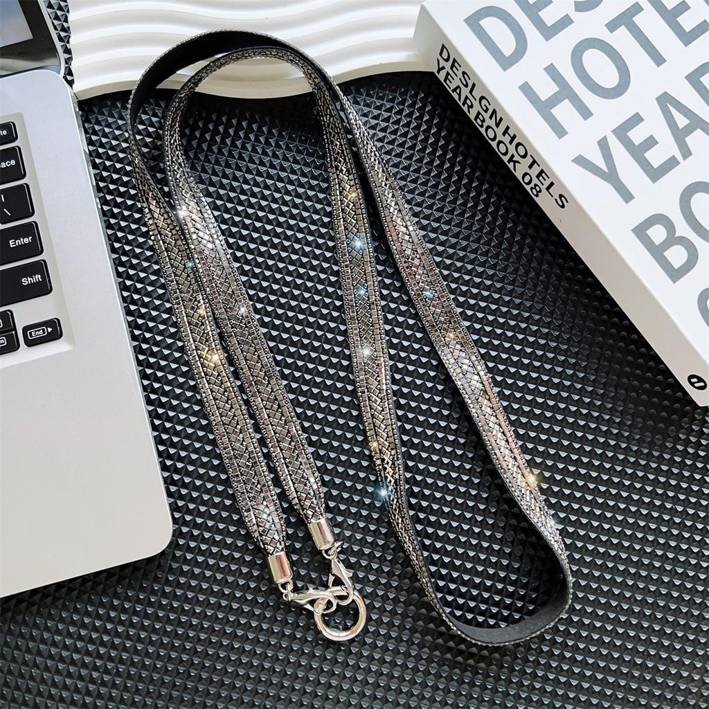 Water Diamond Phone Lanyard With Pvc Wide Strap For Girls And Women
