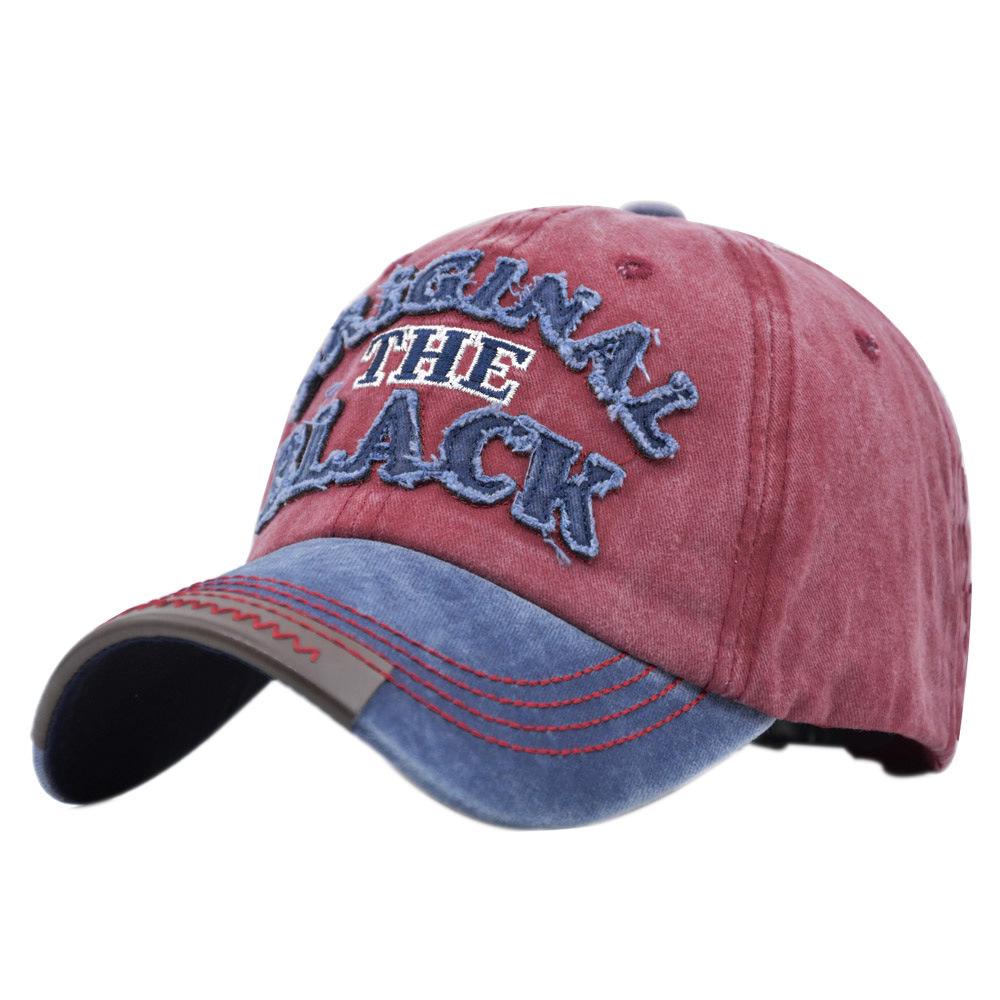 

Оригинальная вышитая бейсболка для трансграничной торговли: Солнцезащитный козырек Duckbill Soft Top, в стиле потертости Adjustable вино красного/темно-синий