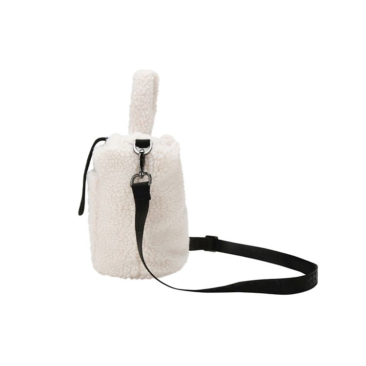 MLB New York Yankees Fleece Leather Bucket Bag Women Handbags White 32BGDE011-50I