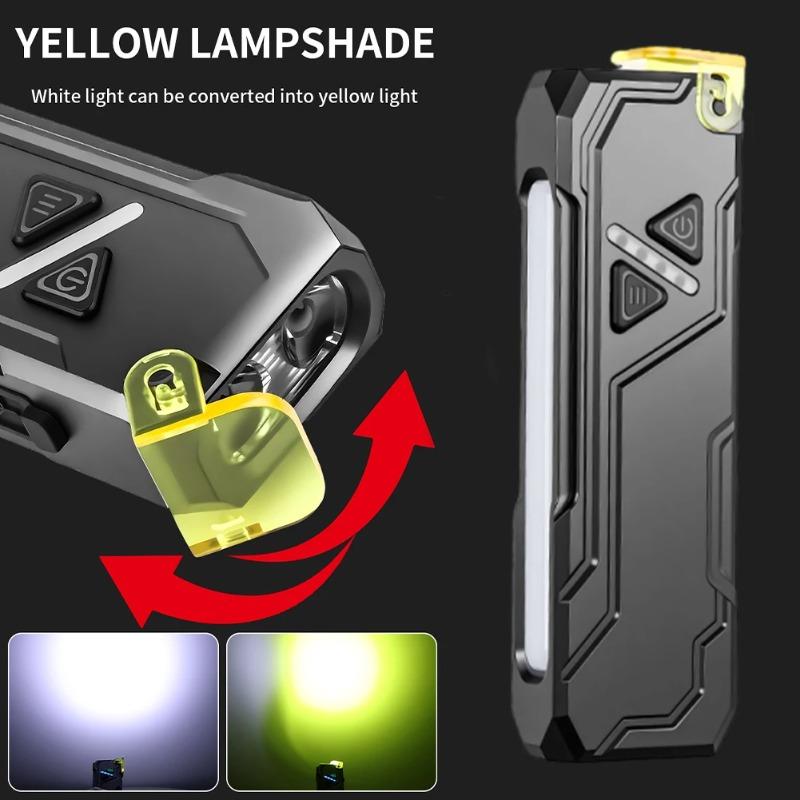 RGB LED Flashlight Rechargeable Flashlight Magnetic Work Light with Side Light Flash Light for Outdoors Emergency Camping