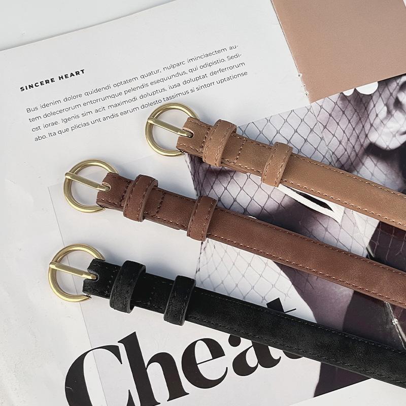 Retro Matte Cowhide Women's Genuine Leather Belt Casual Pants Jeans, High-end Women's Korean Style Women's Belt Women's Belt