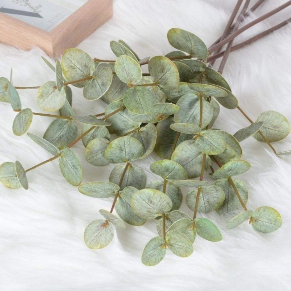 Background Flower Artificial Eucalyptus Plastic Faux Greenery Silk Eucalyptus Leaf  Garden Decor