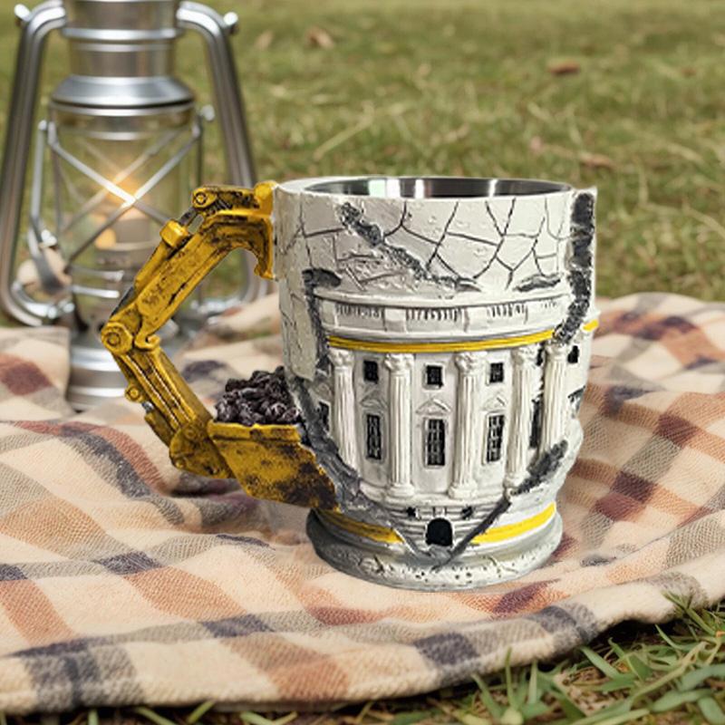 3D Jemand hat gelogen Abrissbecher 3D Stereo Bagger Form Design Edelstahl Kaffeetasse Mit Griff Kreativer Sarkastischer Becher