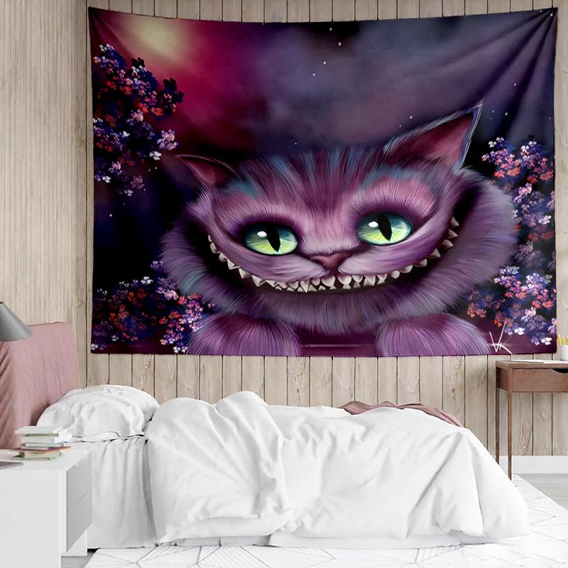 1PC wonderland Smile Cat K-pop music group Tapestry Accessories for Bedroom,Livingroom, dormitory Room Wall Decor Fan Birthday Gifts