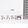 Dollhouse Desk Chair Set Mini Stools 1:/64 Scale Retro Design Miniature Furniture for Bedroom