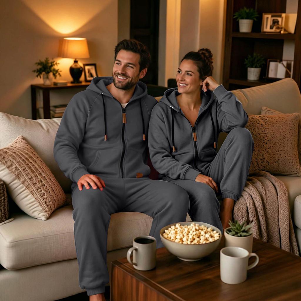 Adult- Casual Jumpsuit: Long-Sleeve Hooded Jumpsuit