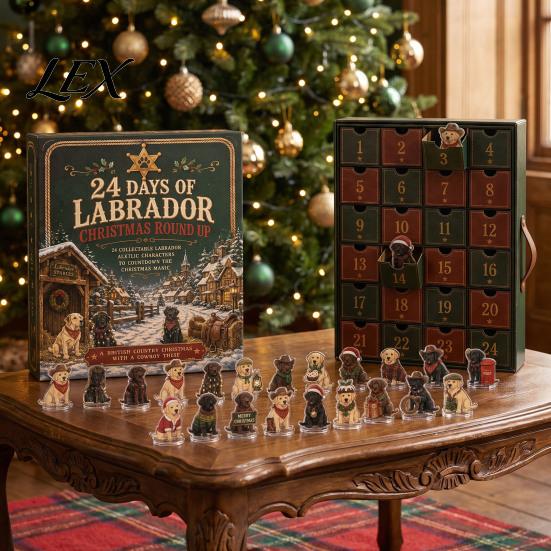 Holiday Countdown Calendar Dog Advent Calendar, 24-Day Christmas Acrylic Ornament Set with Themed Souvenirs Mini Figures, Tree Hanging Decor, Gift for