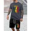 New Summer Daily Casual Men's T-shirt Outdoor Sports Men's Shorts One Love Monogram Printed Men's Short Sleeve Shorts Set