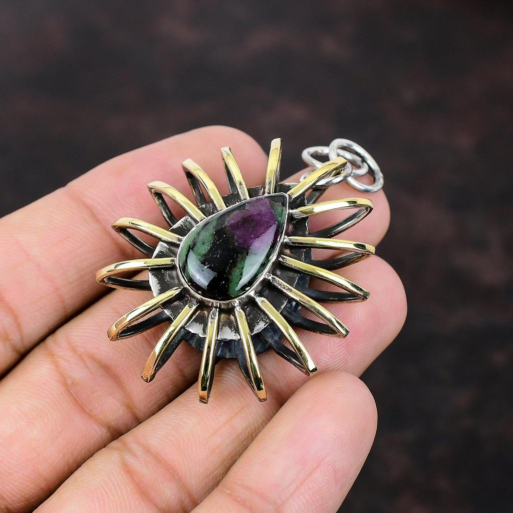 Ruby Zoisite Pendant Cage Jewelry 925 Sterling Silver Pendant 18K Gold Plated Pendant Gemstone Handmade Jewelry Gift For Mom Amazing Pendant