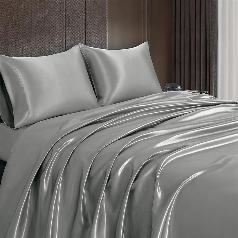 100% Mulberry Silk Bedding Set Solid Color Natural Silk Duvet Cover Set Twin King Queen Size Bed 3pcs/4pcs/5pcs Bed Sheet Set