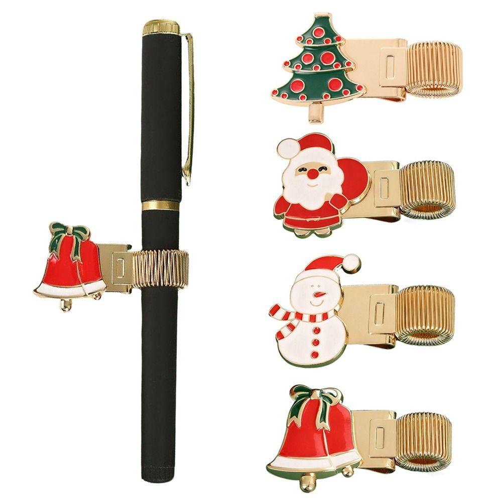 Christmas Pen Clip Metal Bookmark New Pencil Holder Stationery Supplies