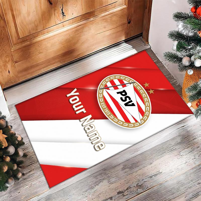 PSV Eindhoven FC Printed Crystal Velvet Rug Non‑Slip Crystal Velvet Carpet For Sofa Bedroom Indoor Home Decoration