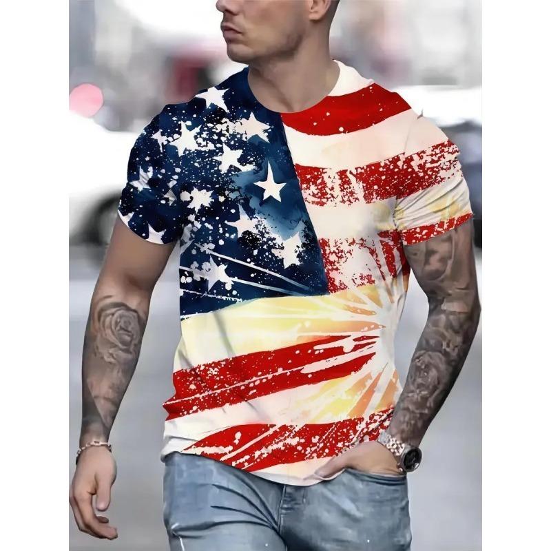 

Летняя футболка с градиентным 3D-принтом, облегающая, с круглым вырезом, для модных мужчин 6XL