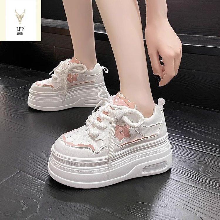 Little White Shoes Women's Spring New Lace-up Casual Single Shoes Platform-soled Fashion Muffin Shoes