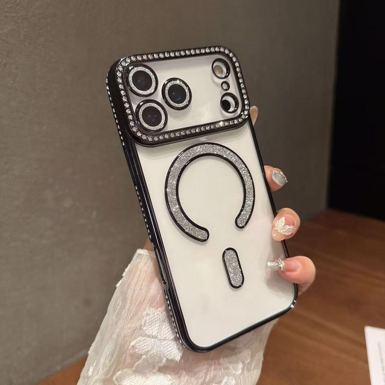 Diamond Sparkle iPhone 17 Pro Max Transparent Case with Lens Film iPhone 14