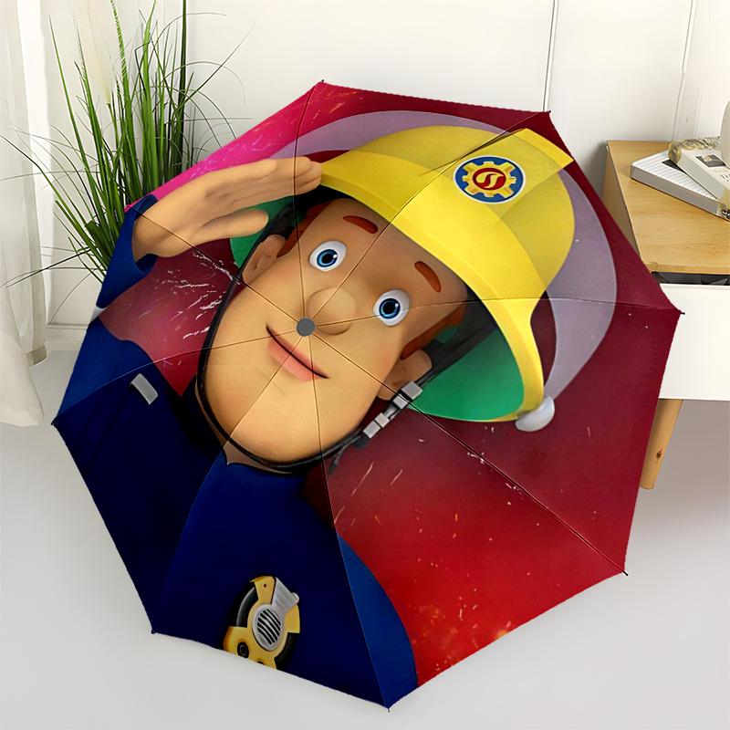 

Fireman Fire trucks Themed Travel Umbrella-8 Ribs Automatic Opening and Closing, Portable Folding Design, Compact and Stylish Umbrella Suita