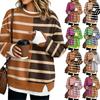 Trendiger Damen Casual Lockere Passform Langarm Zweiteiliges Gestreiftes Sweatshirt Pullover Top