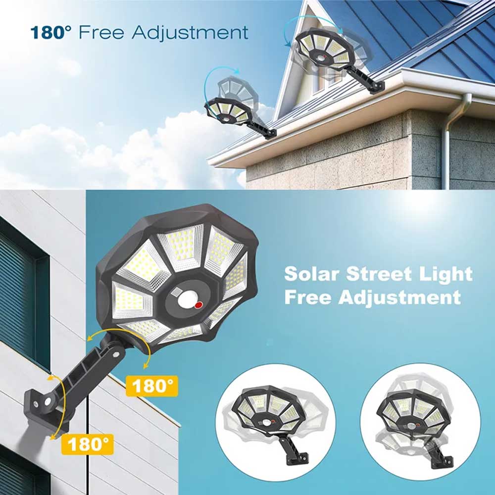 Luci Solari a LED 168 12h Illuminazione Proiettori di Sicurezza Esterno Sensore di Movimento Impermeabile Giardino Cortile Lampione Stradale Impermeabile