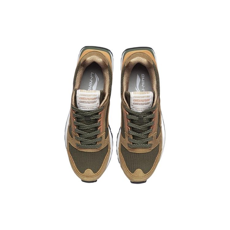 Li Ning CF Yuehua Shock Absorbing Non-Slip Wear-Resistant Breathable Lightweight Low-Top Sports Casual Shoes Men Shoes Dark-Olive-Green AGLR181-3