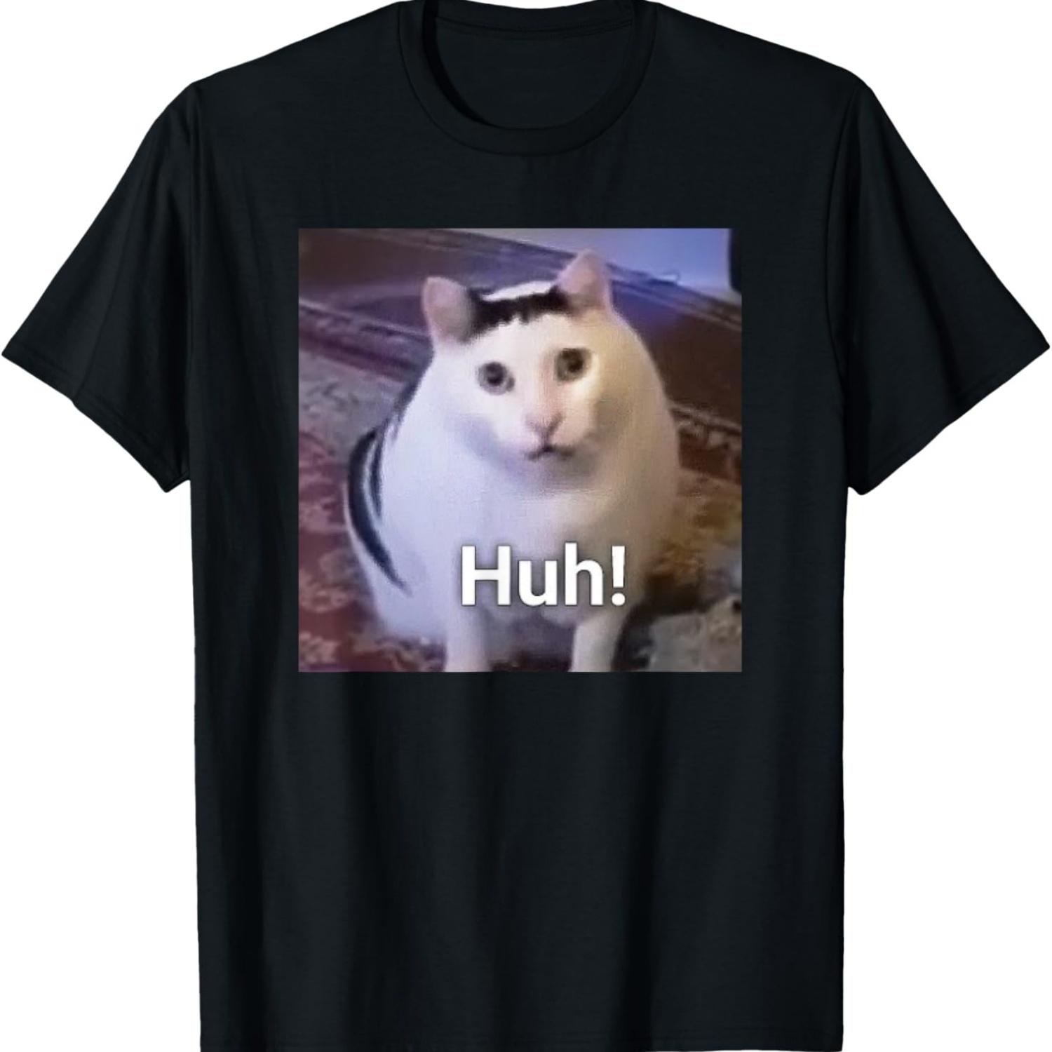 Huh_ Cat Meme T-Shirt S чёрный