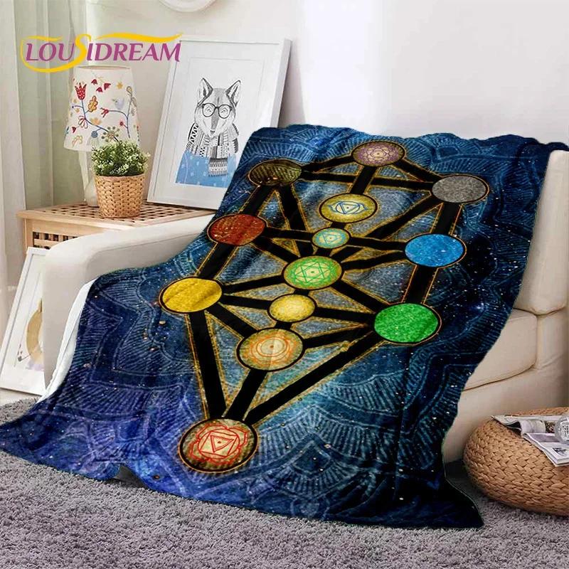 3D Jóga Meditace Duha 7 Čaker HD Měkká Flanelová Přikrývka pro Postele Ložnici Pohovku Piknik, Přehoz pro Venkovní Volný Čas Dárek