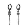 Korean Punk Black Titanium Steel Tassel Chain Cross Ear Clip Earrings