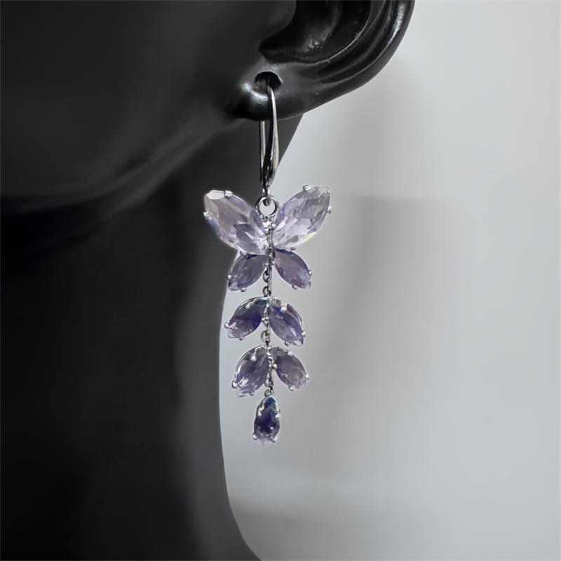 Elegant Zirconia Butterfly Tassel Necklace & Earring Set
