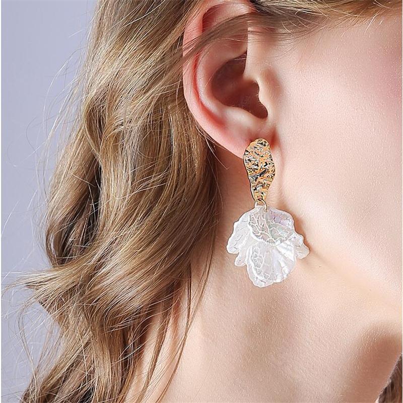 Koreanische Weiße Muschel Blütenblatt Ohrringe Für Frauen New Statement Pendientes Trendy Schmuck