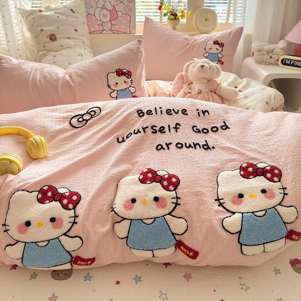 Class A Cotton Pure Cotton Cartoon Towel Embroidered Bed, Bed Sheet Quilt Cover Student Dormitory, Bed Hat