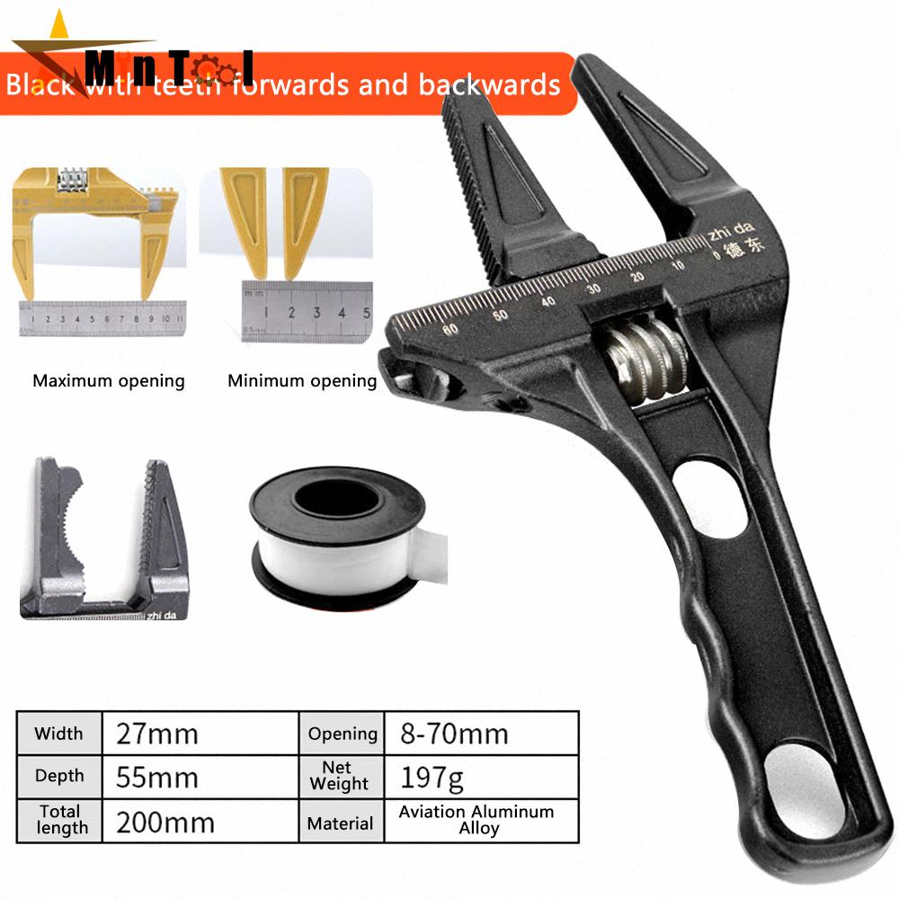 Adjustable Spanner Large Opening Bathroom Spanner Wide Jaw Aluminium Spanner Handle Plumber Hand Tool Home Improvement Tool