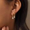 Dainty Gold Color Drop Earrings Female Graceful Bright Drop-shaped Zirconia Pendant Accessories for Engagement Party