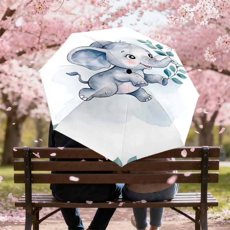 1PC Elephant Umbrella-8-Rib Reinforced, Automatic Open, Lightweight & Durable, Fashion Accessory for Outdoor, H0412