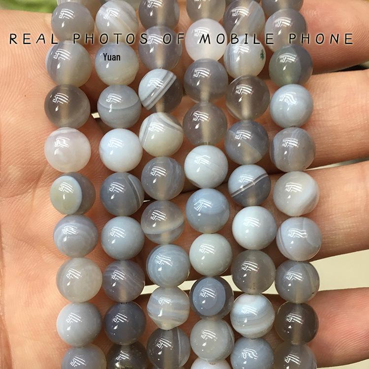 Gray Striped Agate Natural Stone Beads for DIY Jewelry Accessories 4mm, ~90 beads, ~11g per strand