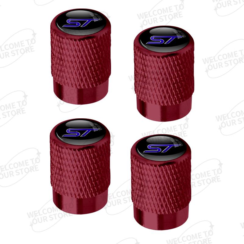 Aluminum For ST Logo Ford Focus Fiesta Mondeo Ecosport Puma Bronco C-MAX Hybrid 4pcs Car Decor Wheel Tire Valve Caps Stem Cover