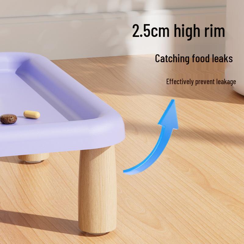 Elevated Ceramic Cat & Dog Bowl Stand - Leak-Proof, Neck Protection, Multifunctional for Dining & Water