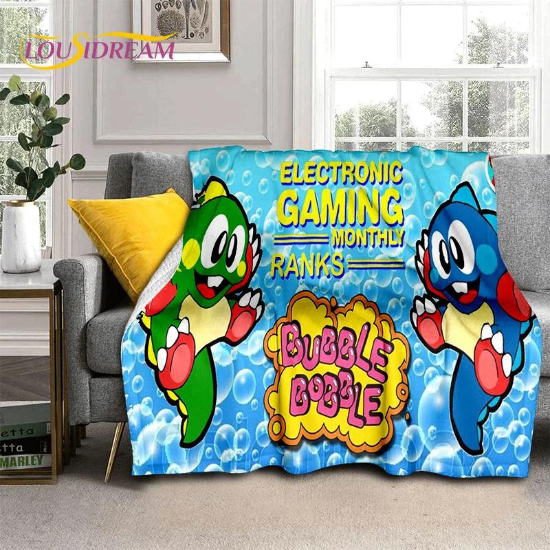 Cartoon Bubble Bobble Puzzle Bobble Retro Game Soft Flannel Blanket for Beds Bedroom Sofa Picnic,Throw Blanket Outdoors Leisure