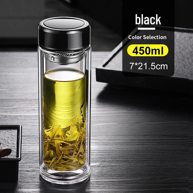 Double-Layer Borosilicate Glass Tea Cup - Heat Resistant & Transparent for Brewing.