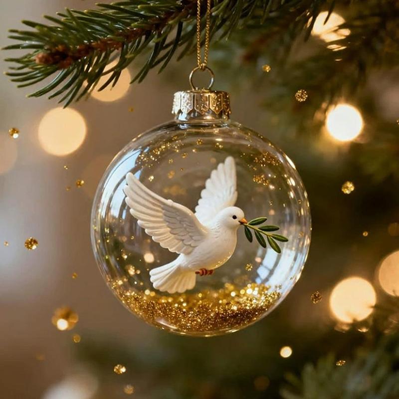 8Cm Transparent Acrylic Ball Cardinal/Hummingbird Pattern Creative Tree Decoration Hanging Pendant For Home